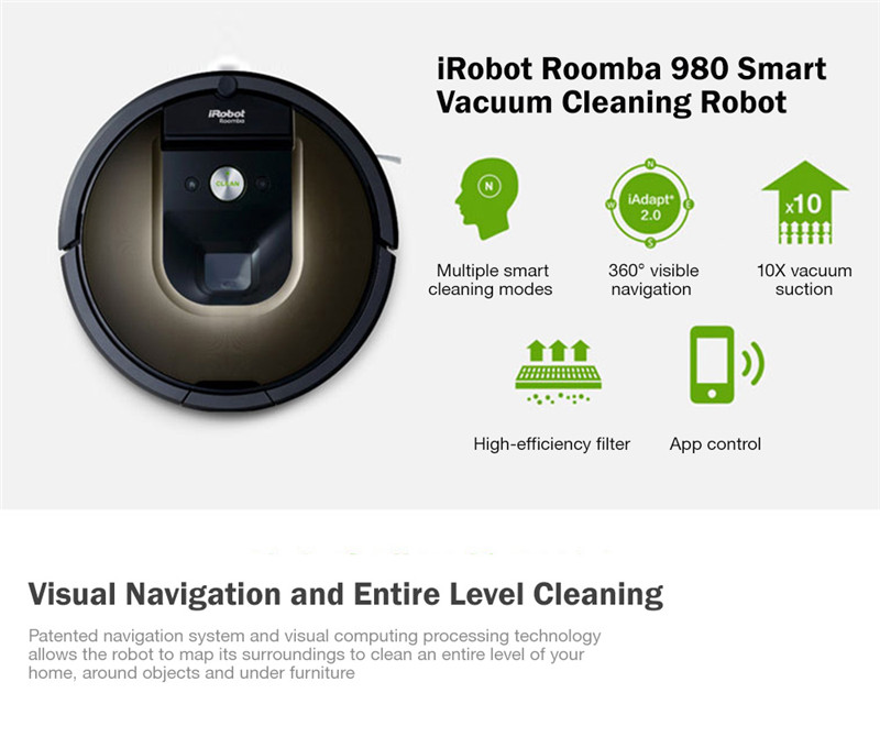 iRobot 980 Vacuum Cleaning Robot Wi-Fi Connected Sweeping Machine iRobot 980 Vacuum Cleaning Robot Wi-Fi Connected Sweeping Machine