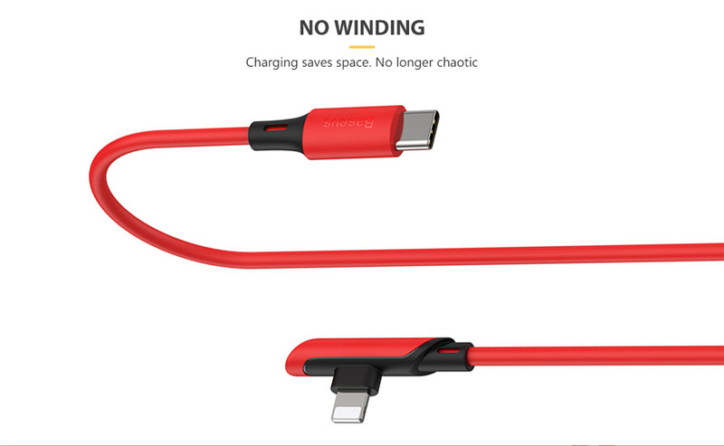 Baseus Elbow Type-C to 8 Pin Data Transmission Line Charging Cable Baseus Elbow Type-C to 8 Pin Data Transmission Line Charging Cable
