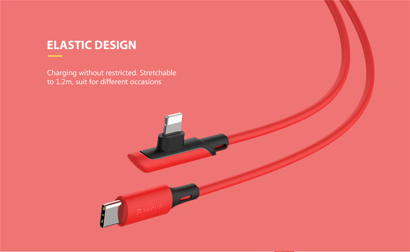 Baseus Elbow Type-C to 8 Pin Data Transmission Line Charging Cable Baseus Elbow Type-C to 8 Pin Data Transmission Line Charging Cable