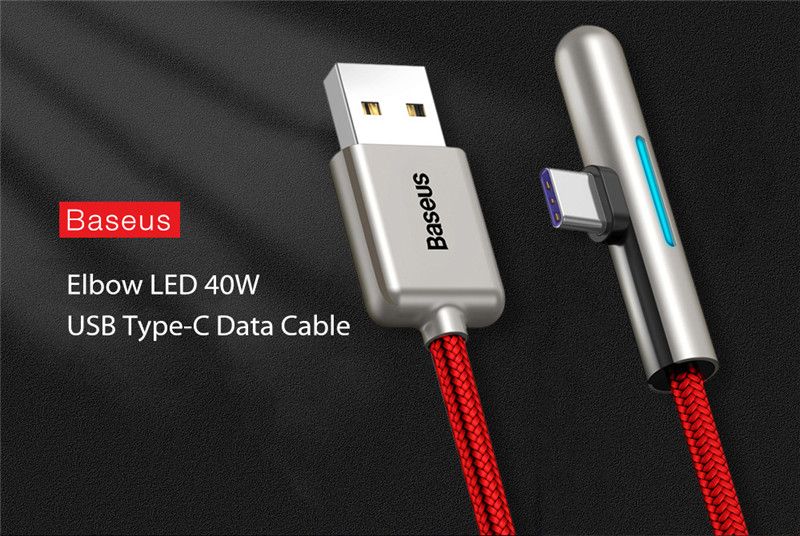 Baseus elbow LED 40W fast charging USB Type-C data cable Baseus elbow LED 40W fast charging USB Type-C data cable