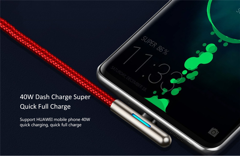 Baseus elbow LED 40W fast charging USB Type-C data cable