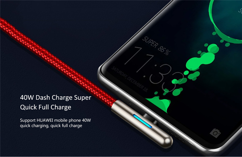 Baseus elbow LED 40W fast charging USB Type-C data cable Baseus elbow LED 40W fast charging USB Type-C data cable
