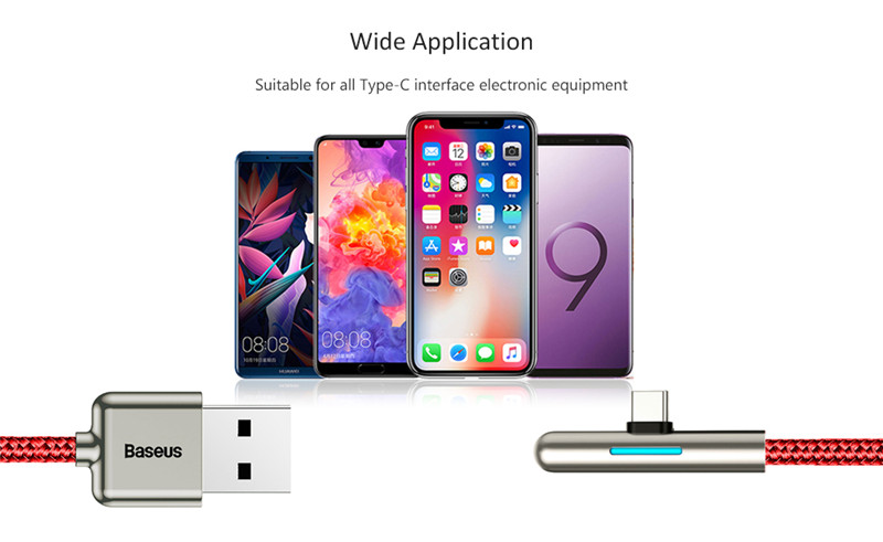 Baseus elbow LED 40W fast charging USB Type-C data cable Baseus elbow LED 40W fast charging USB Type-C data cable