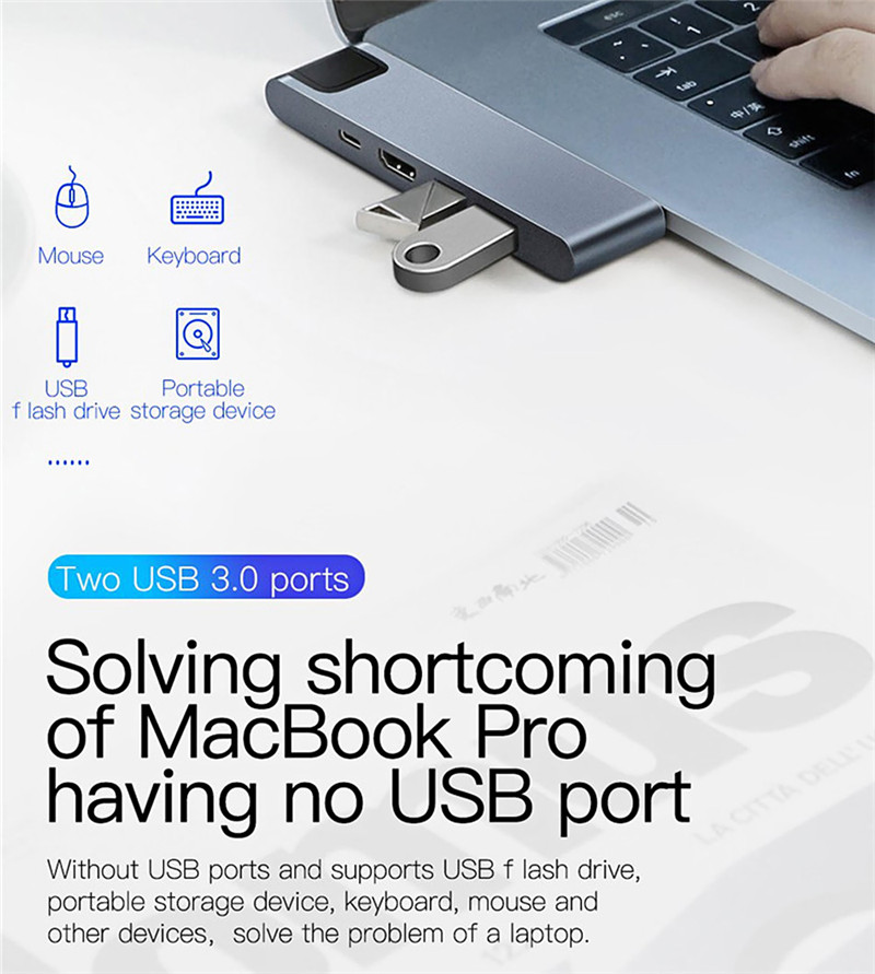 Baseus 7 in 1 Dual Type-C USB C Hub Adapter Baseus 7 in 1 Dual Type-C USB C Hub Adapter