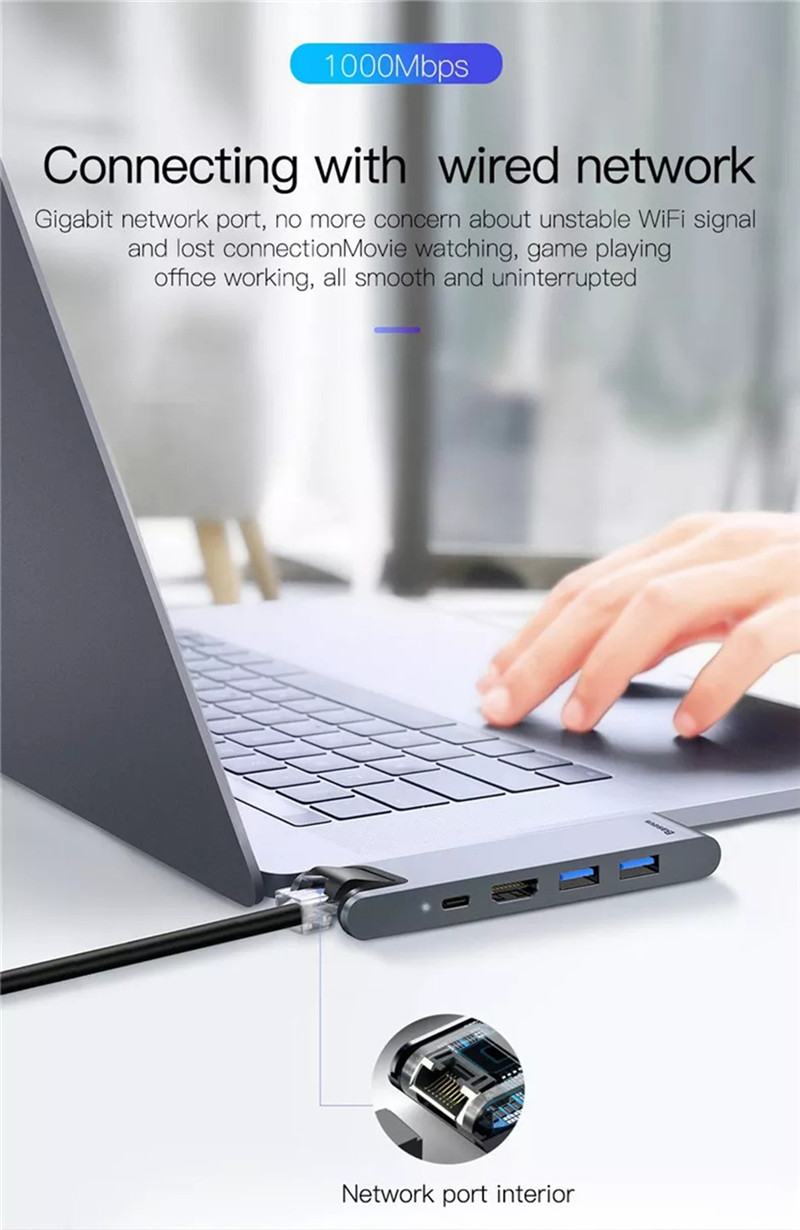 Baseus 7 in 1 Dual Type-C USB C Hub Adapter Baseus 7 in 1 Dual Type-C USB C Hub Adapter