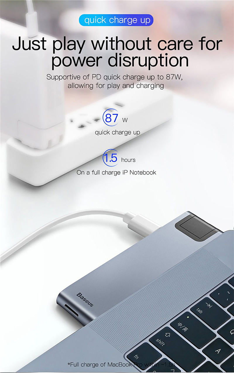 Baseus 7 in 1 Dual Type-C USB C Hub Adapter Baseus 7 in 1 Dual Type-C USB C Hub Adapter