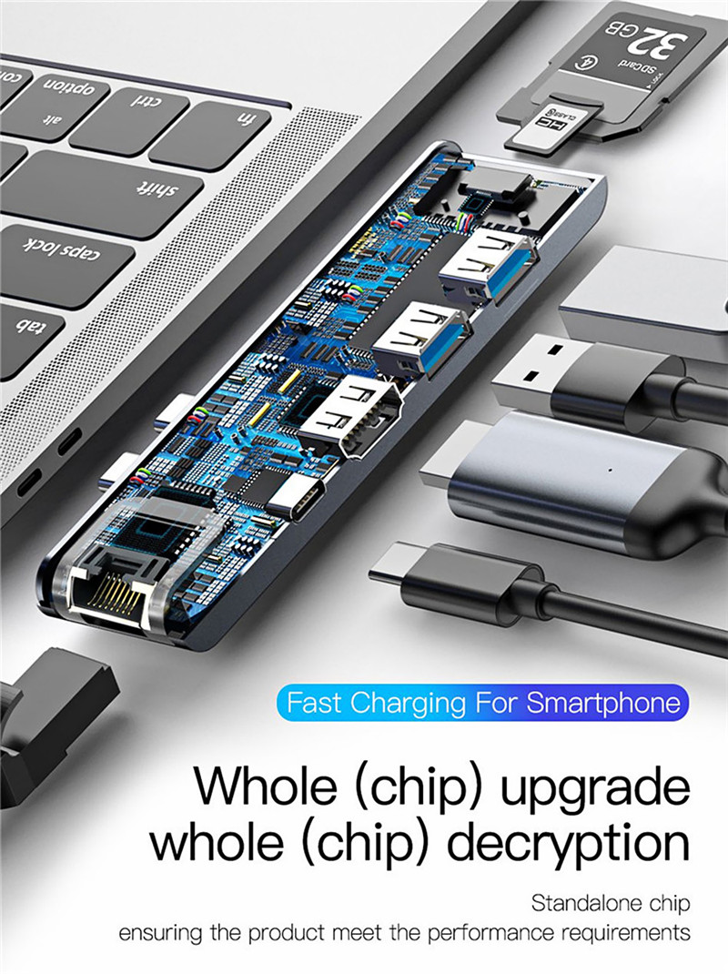 Baseus 7 in 1 Dual Type-C USB C Hub Adapter Baseus 7 in 1 Dual Type-C USB C Hub Adapter