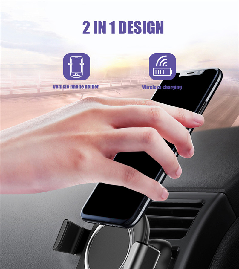 Gravity Sensor Vehicle Phone Holder Wireless Charger