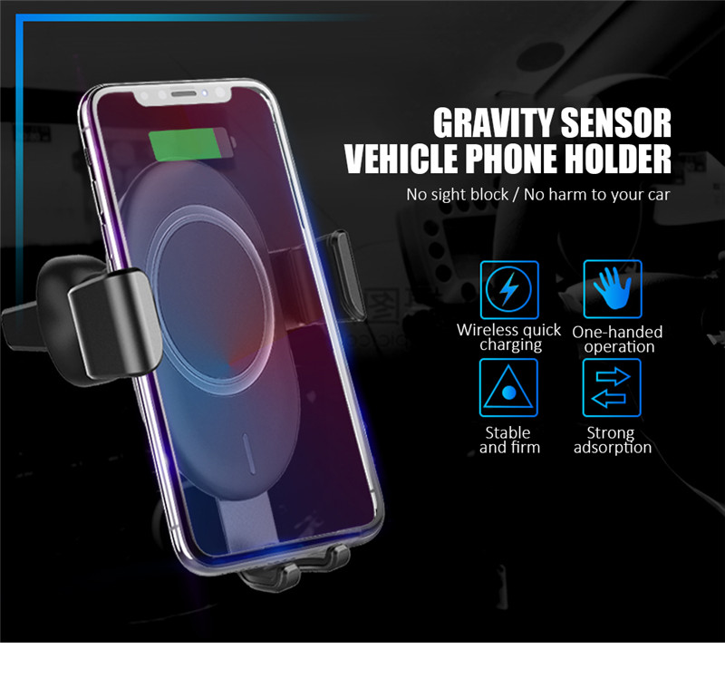 Gravity Sensor Vehicle Phone Holder Wireless Charger