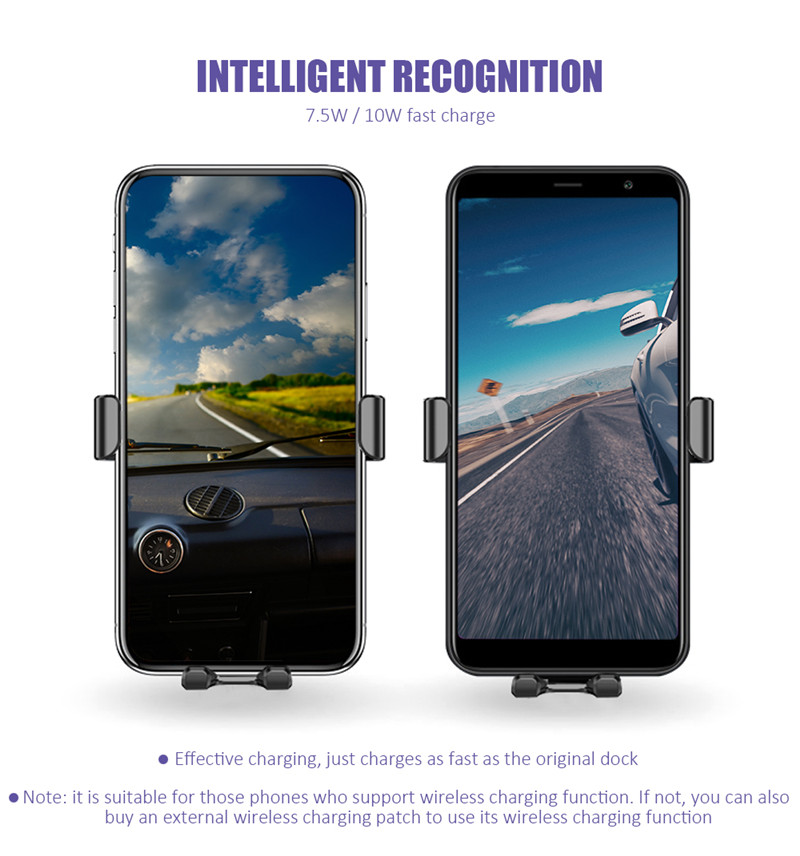 Gravity Sensor Vehicle Phone Holder Wireless Charger