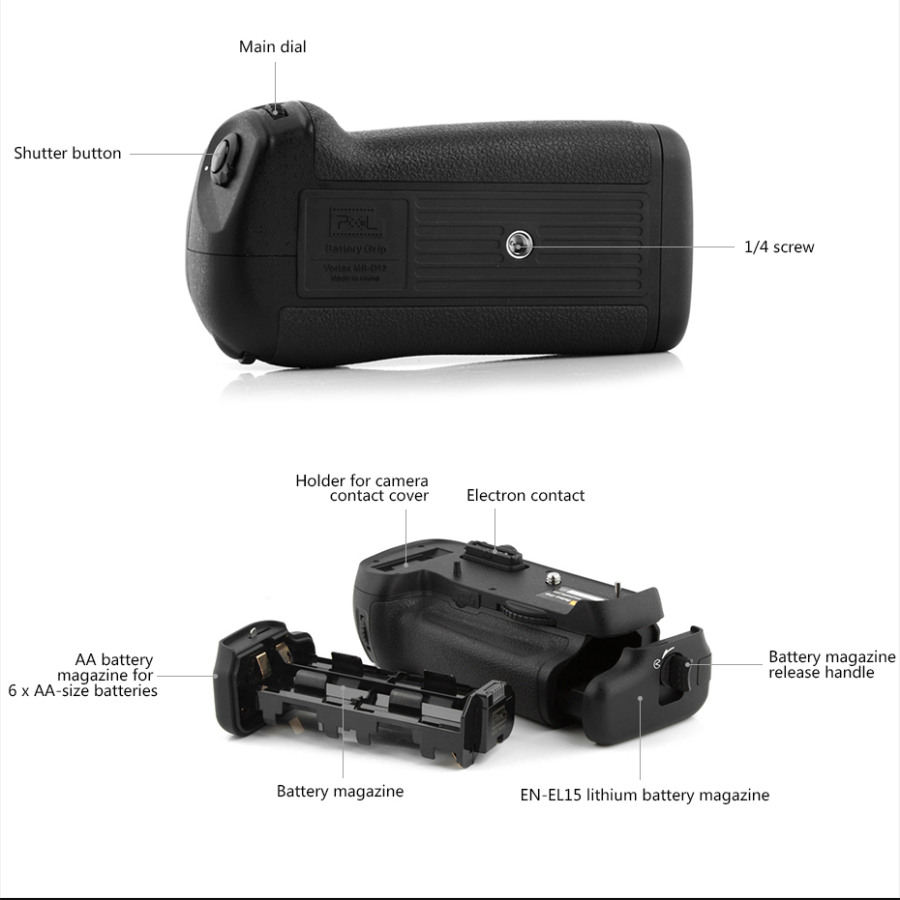 PIXEL Vertax D12 Battery Grip Holder For Nikon D800 D800E