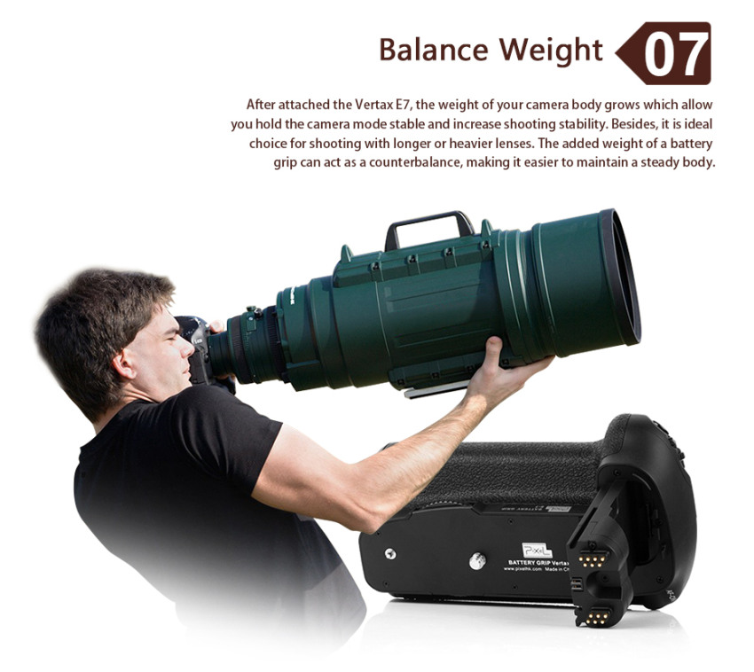 Pixel Vertical E7 Battery Grip Holder Pack For Canon EOS 7D