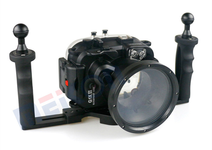 Canon G1X Mark II underwater housing double handles aluminum tray set