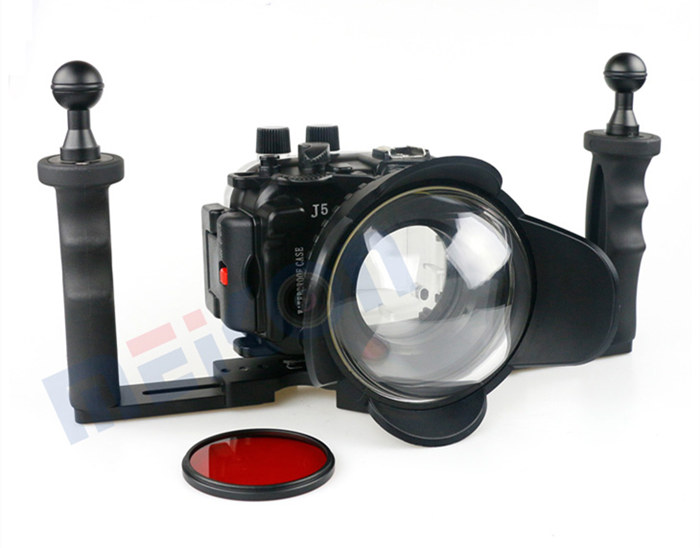 Nikon 1 J5 underwater housing double handles aluminum tray set