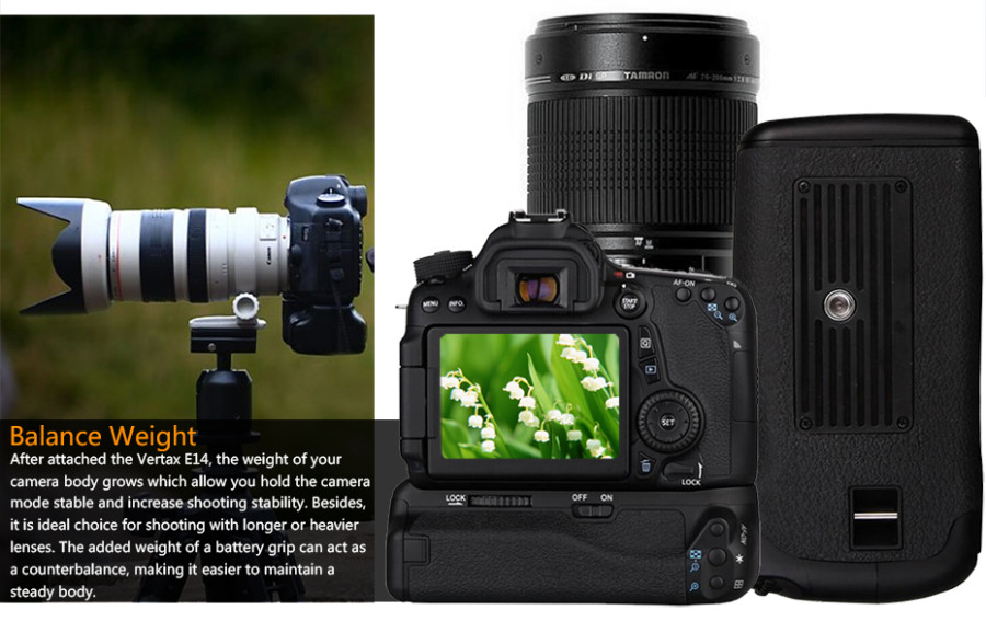 Pixel Battery Grip Holder Vertax E14 For Canon 70D