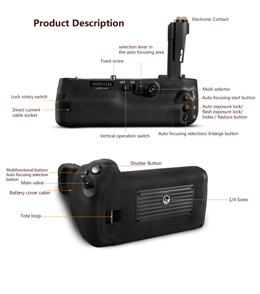 Pixel Vertax E20 Battery Grip Holder for Canon 5D Mark IV