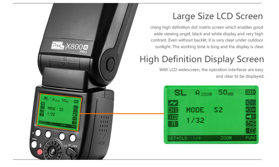 PIXEL X800N Pro E-TTL HSS Wireless Flash Speedlite for Canon