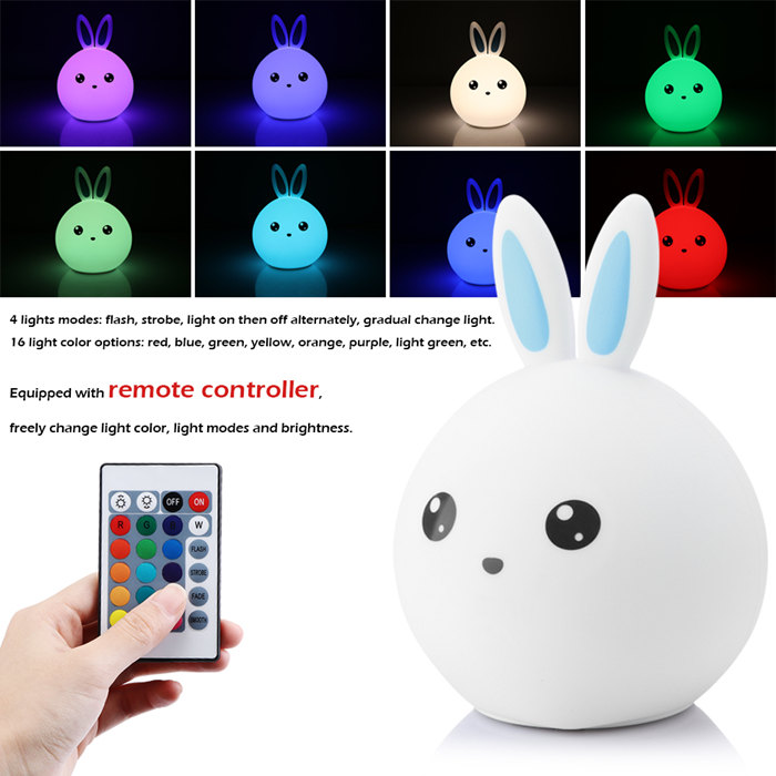 Rabbit LED Baby Night Light Multicolor Touch Sensor Tap Control Lamp Christmas Gift