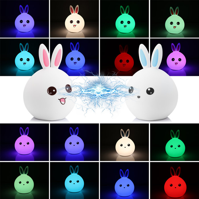 Rabbit LED Baby Night Light Multicolor Touch Sensor Tap Control Lamp Christmas Gift