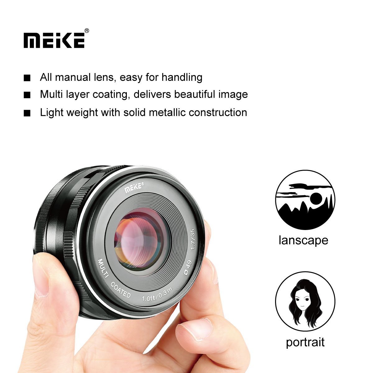 Meike 35mm F1.7 Manual Focus Lens Micro MFT M4/3 Canon