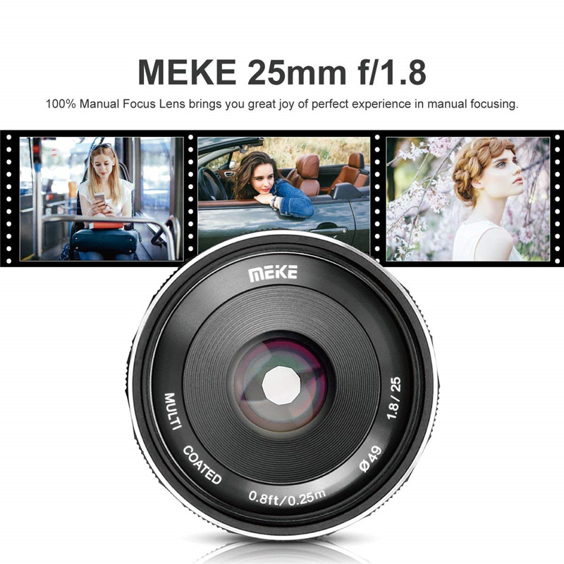 Meike 25mm f/1.8 Large Aperture Wide Angle Lens Manual Focus Lens for Nikon 1 Mount Mirrorless Cameras