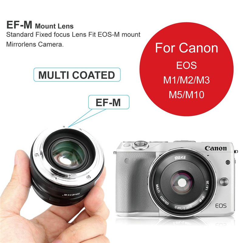 MEKE 6.5mm Wide f2.0 MF Fisheye Lens for Canon EOS-M M3 M5 M6 M10 M50 M100 Cam 