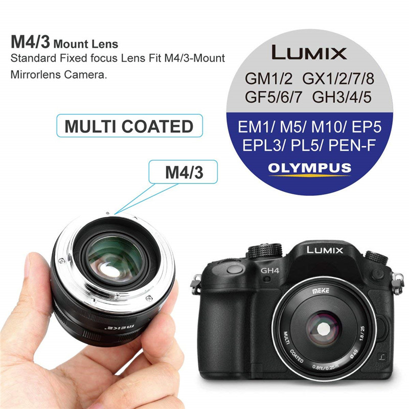 Meike 25mm f1.8 Large Aperture Wide Angle Manual Focus Lens for Olypums Panasonic Micro 4/3 Mount Mirrorless Cameras