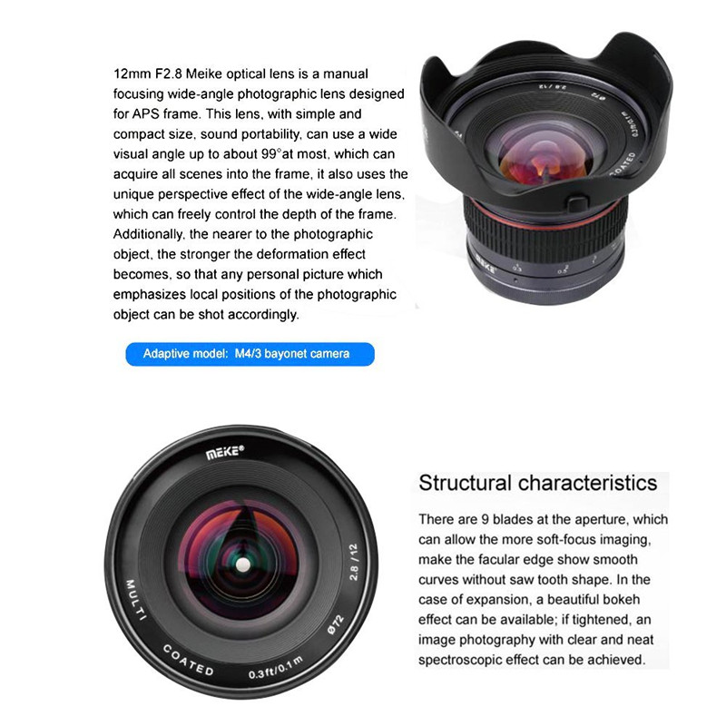 Meike 12mm f2.8 Wide Angle Manual Fixed Lens For Panasonic/Olympus Camera Meike 12mm f2.8 Wide Angle Manual Fixed Lens For Panasonic/Olympus Camera
