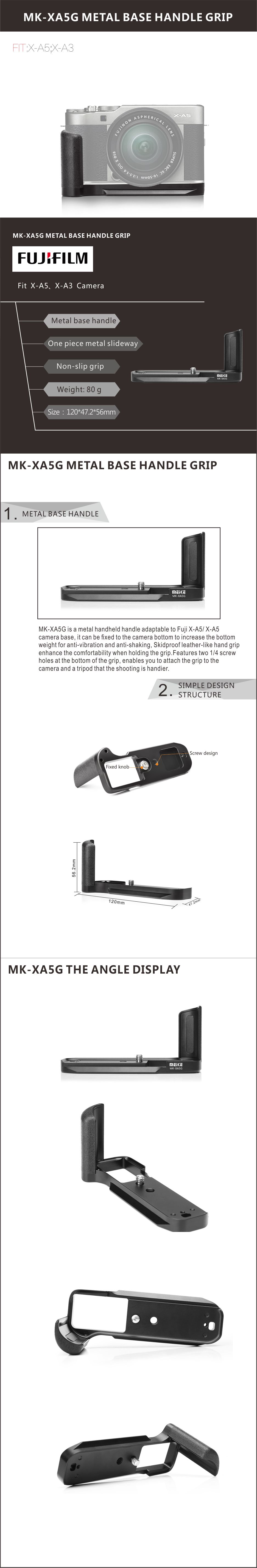 Meike Fujifilm X-A5 X-A3 Handle Metal Hand Grip