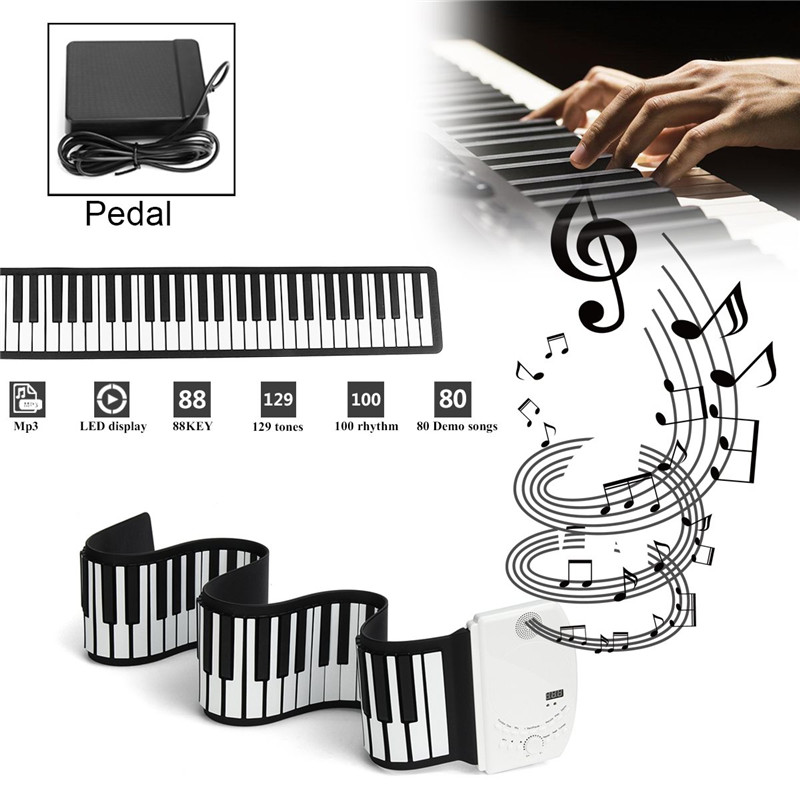 88 Keys Foldable Electronic Roll Up Keyboard Piano