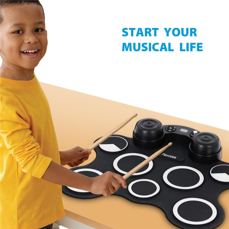 Portable Roll Up Electronic Drum Set Kit Pad USB 7 Silicon Drum Portable Roll Up Electronic Drum Set Kit Pad USB 7 Silicon Drum