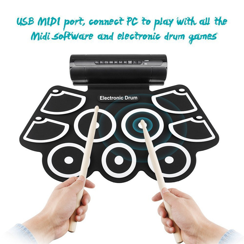 Portable Roll Up Electronic Drum Set Kit 9 Silicon Pad Portable Roll Up Electronic Drum Set Kit 9 Silicon Pad