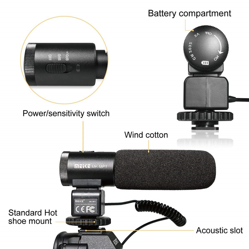 Meike MP1 Interview MIC Microphone For Canon Nikon Camera Camcorder