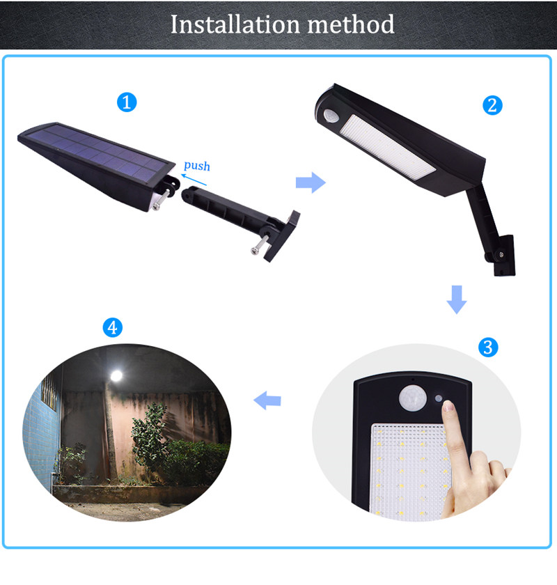 900lm Led Solar Light Outdoor Waterproof Lighting For Garden Wall