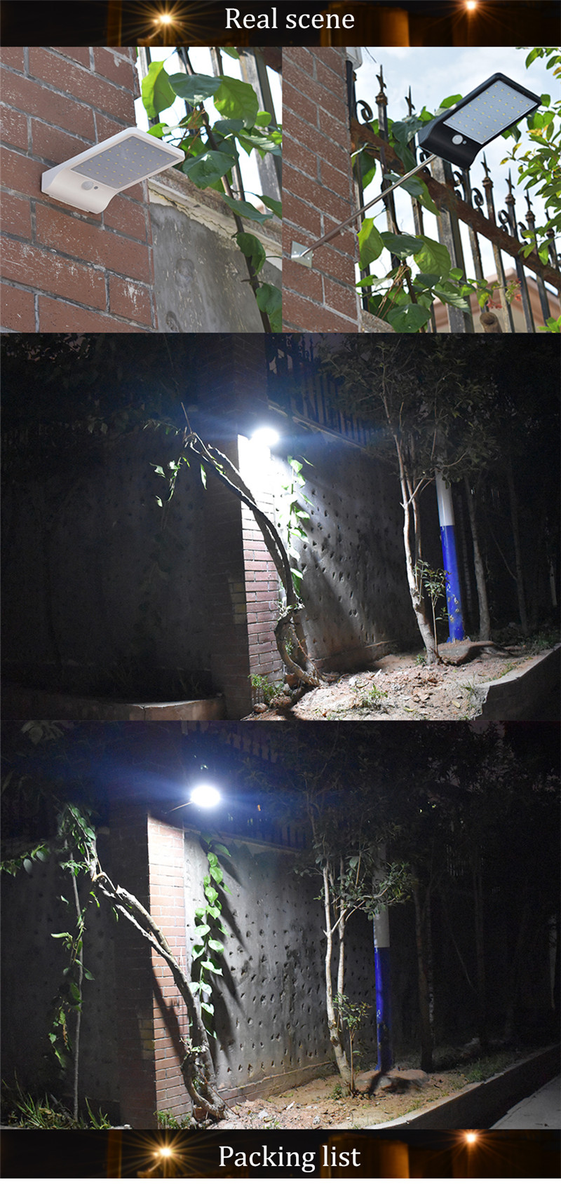 450LM 36 LED Solar Power PIR Outdoor Waterproof Lamp Garden Wall Light
