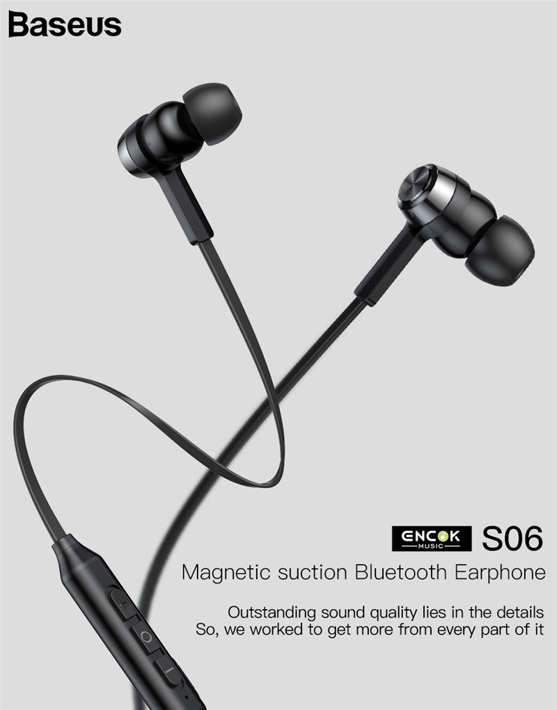 Baseus S06 Neckband Bluetooth Earphone Wireless Stereo Earbuds