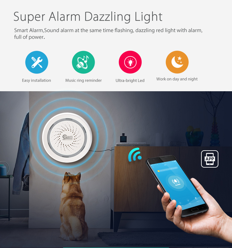 NEO Coolcam Wifi Siren Alarm Sensor and App Notification Alerts