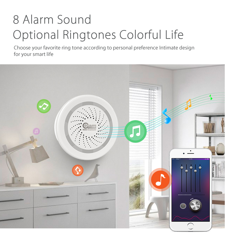 NEO Coolcam Wifi Siren Alarm Sensor and App Notification Alerts