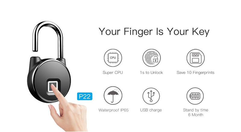 Smart Home Fingerprint Lock Waterproof Electronic Padlock