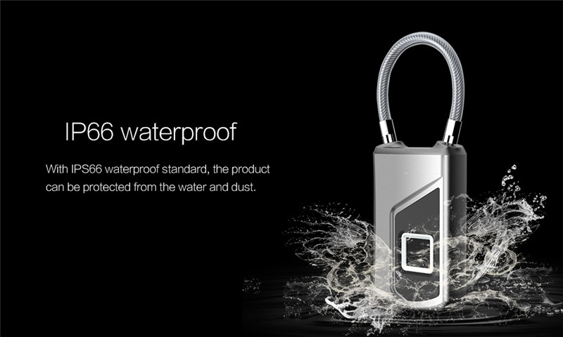 USB Rechargeable Fingerprint Lock Waterproof Security Padlock