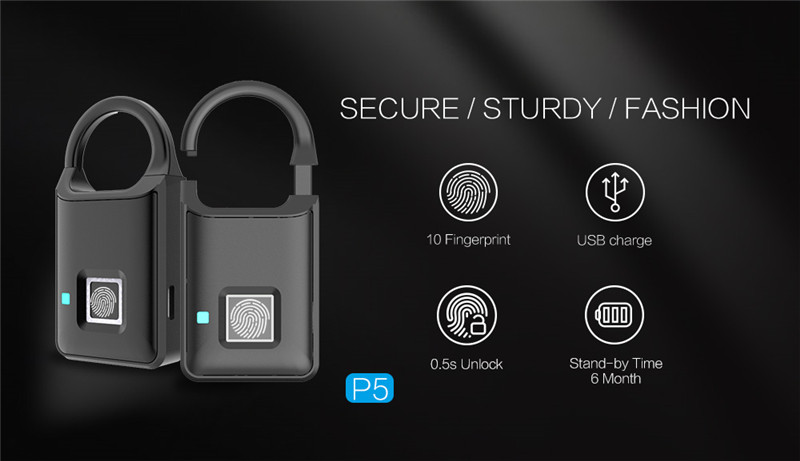 Smart Fingerprint Lock Home Luggage Dormitory Locker Electronic Padlock