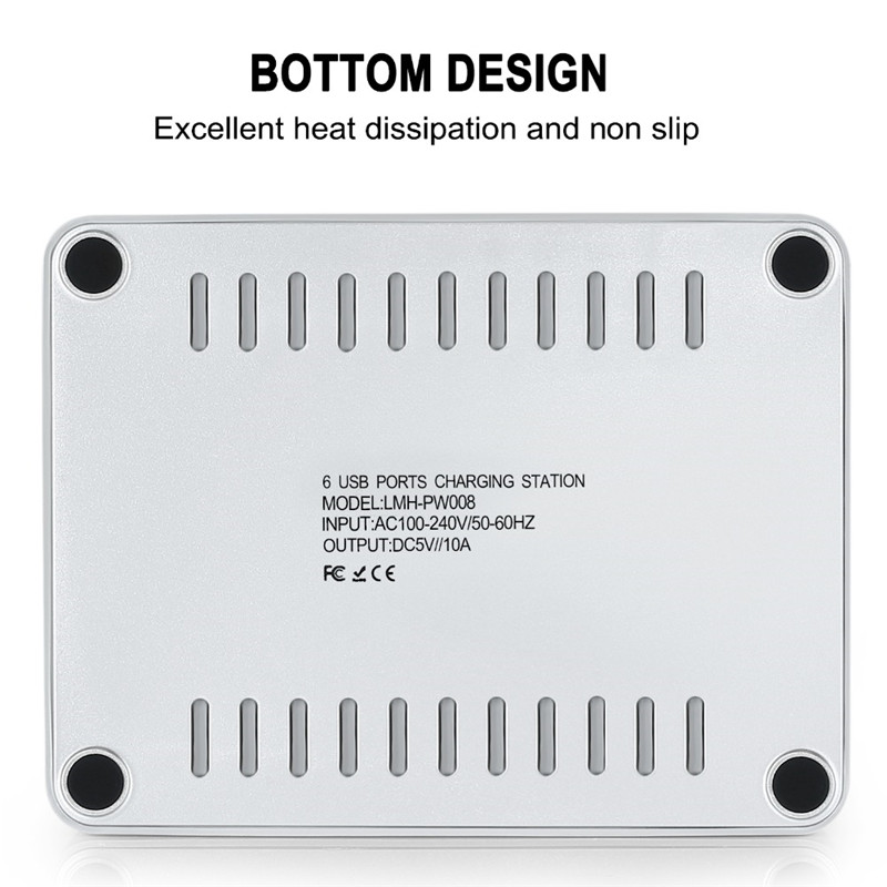 60W 12A 6 Port USB Charging Station Dock Fast USB Charger Hub Smartphone Tablet 60W 12A 6 Port USB Charging Station Dock Fast USB Charger Hub Smartphone Tablet