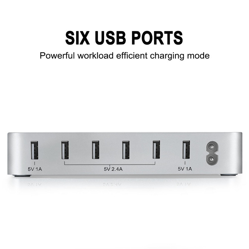 60W 12A 6 Port USB Charging Station Dock Fast USB Charger Hub Smartphone Tablet 60W 12A 6 Port USB Charging Station Dock Fast USB Charger Hub Smartphone Tablet