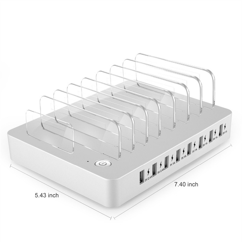 50W 8 Ports Desktop USB Multi-Function Charging Station Dock