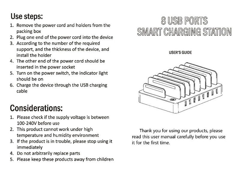 50W 8 Ports Desktop USB Multi-Function Charging Station Dock