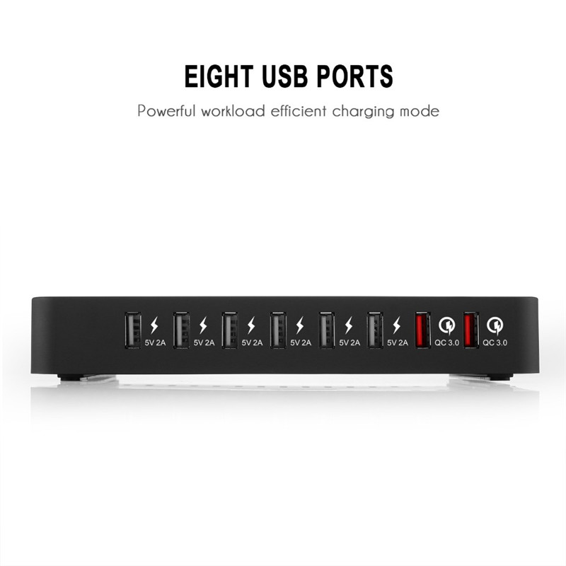 Quick Charge 3.0 8-Ports Desktop Charging Dock Station Smart USB Charger