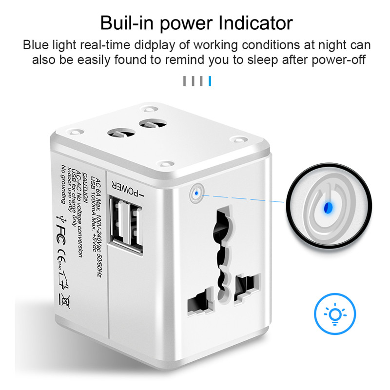 Travel Adapter US EU UK AU Plugs 4 IN 1 2 Ports Wall Charger Converter