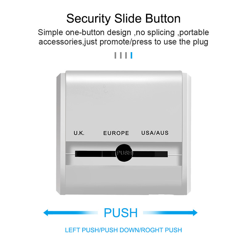 Travel Adapter US EU UK AU Plugs 4 IN 1 2 Ports Wall Charger Converter