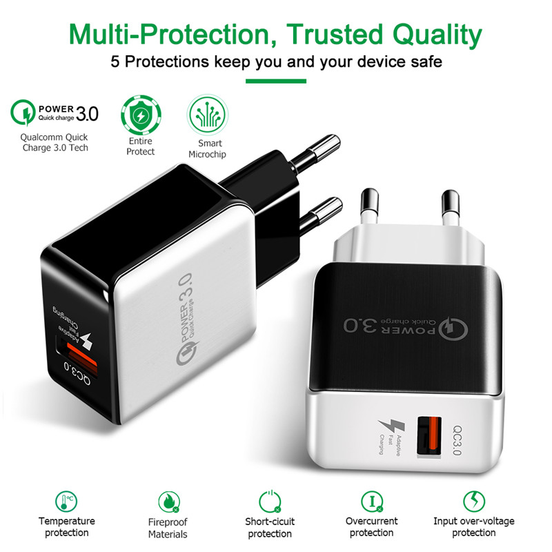 Quick Charge 3.0 Mobile Phone Charger USB Travel Wall Charger