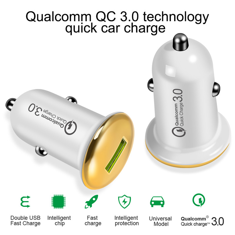 Mini USB Car Charger 18W Quick Charge 3.0 Mobile Phone Charging Adapter